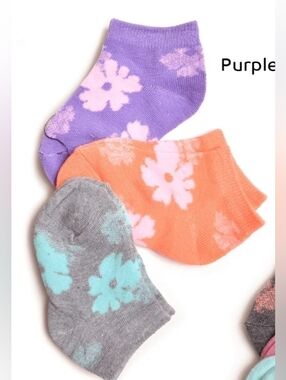 3 Pack Baby Girl Flower Socks - 0-12 Months